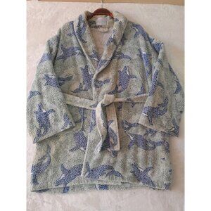 Vintage Aegean Apparel Dolphins Teŕry Cloth Comfy Tie Robe One Size Green Blue